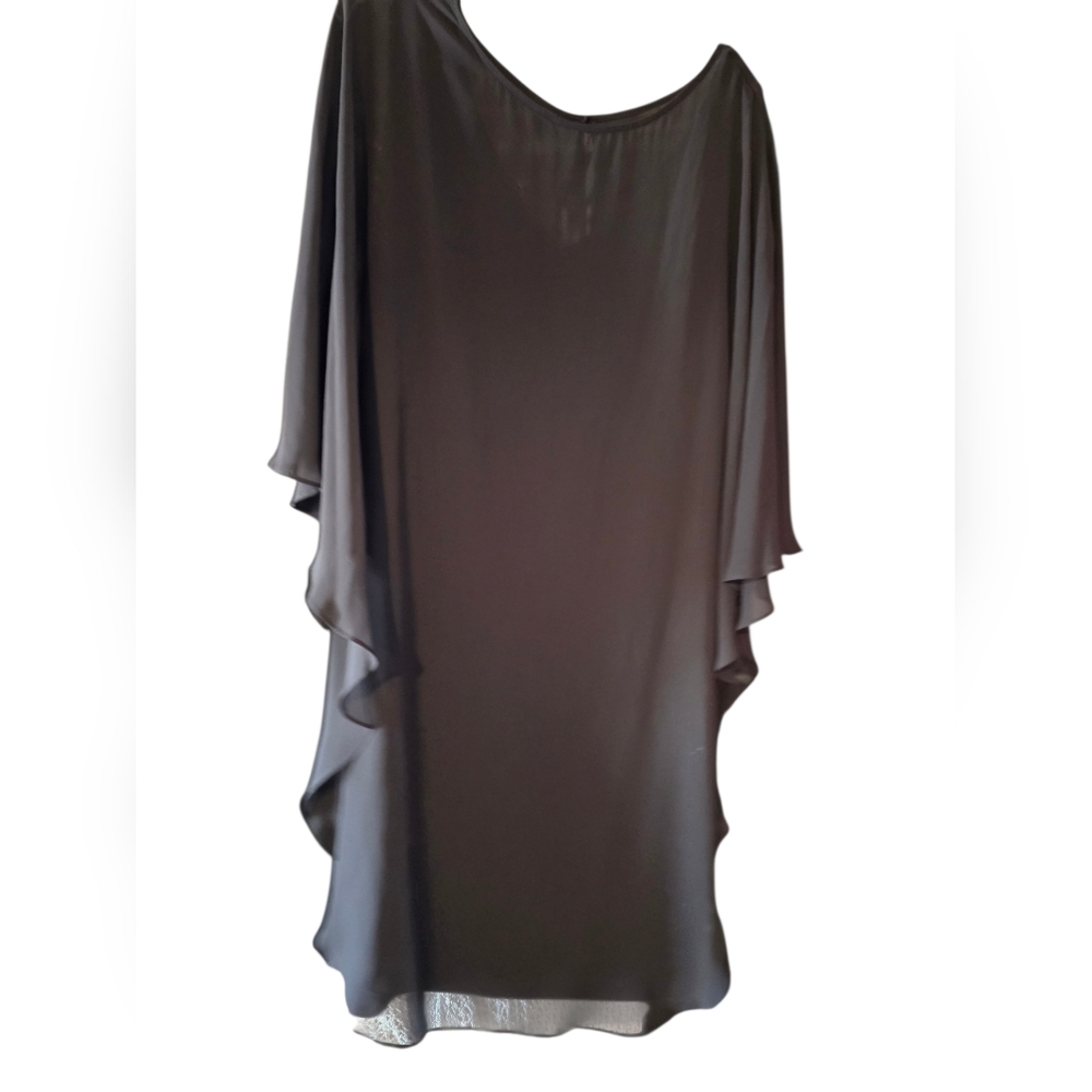 20W Elegant Black Chiffon Layered Sleeveless Dress